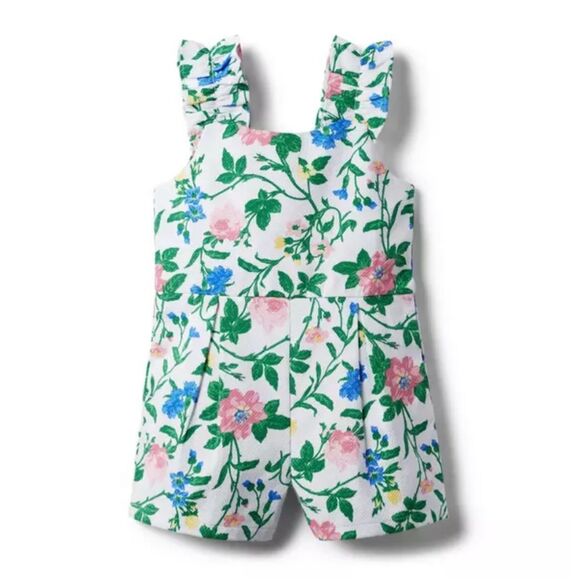 Janie and Jack Floral Pique Romper Size 6 Girls - Picture 1 of 7